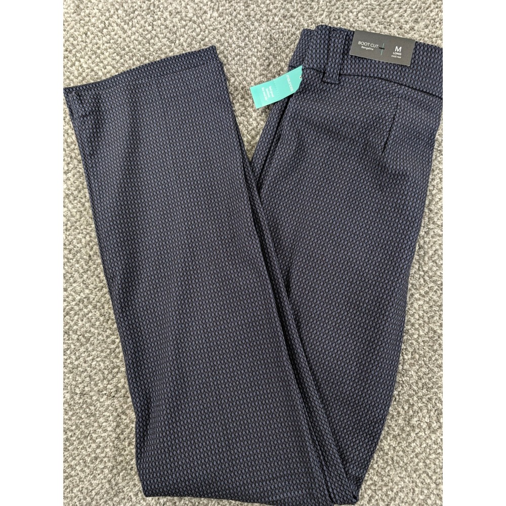 Maurices Navy Blue Black Geometric Bootcut Bengaline Dress Pants M Long Mid Rise
